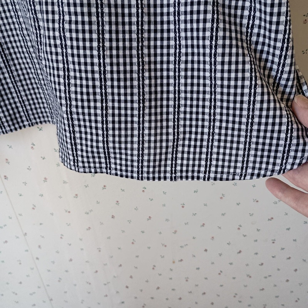 EUC Talbots Size 3X Tunic Top Blouse Black & White Check Trim Detail 100% Cotton - Picture 7 of 11
